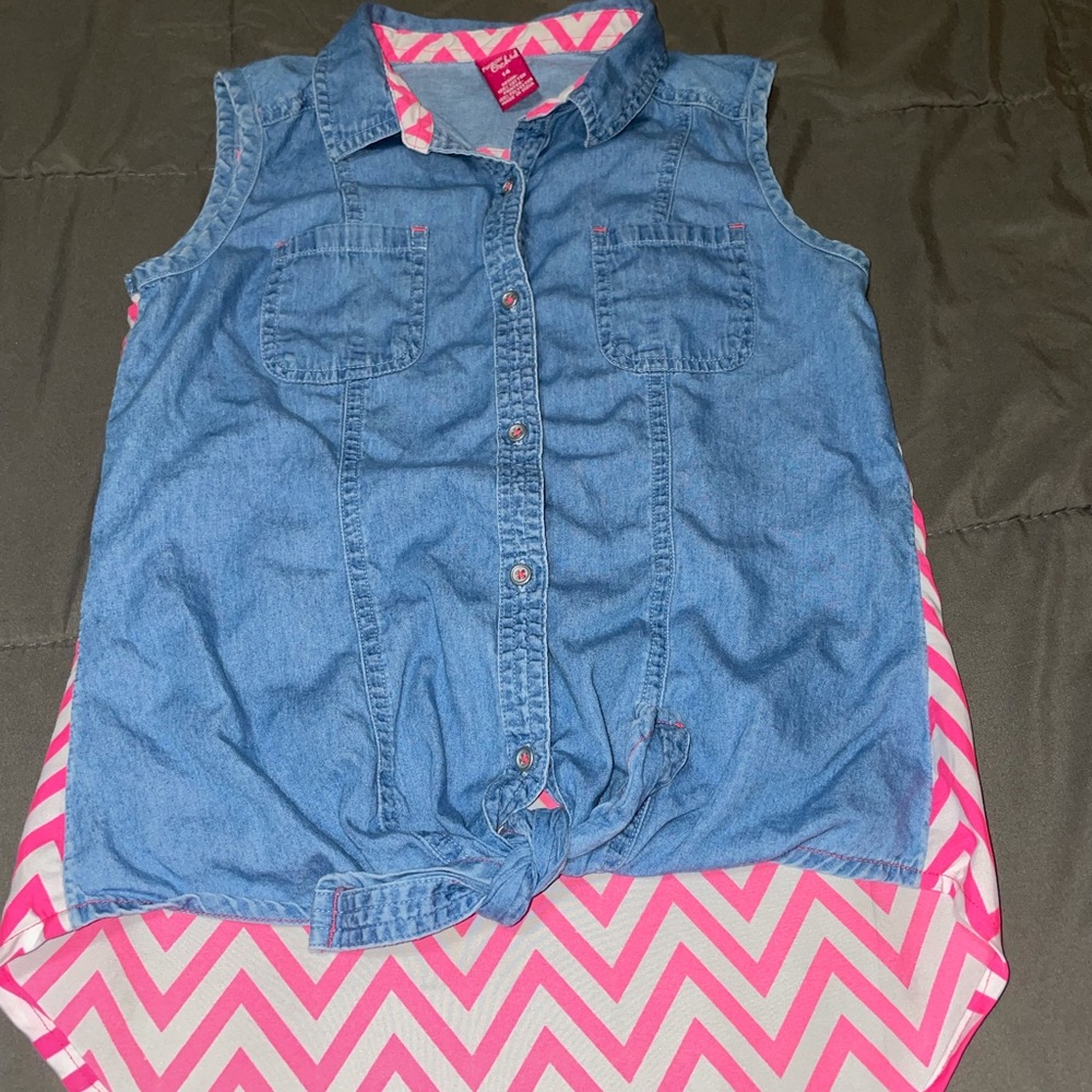 Girls Sleeveless Denim Top